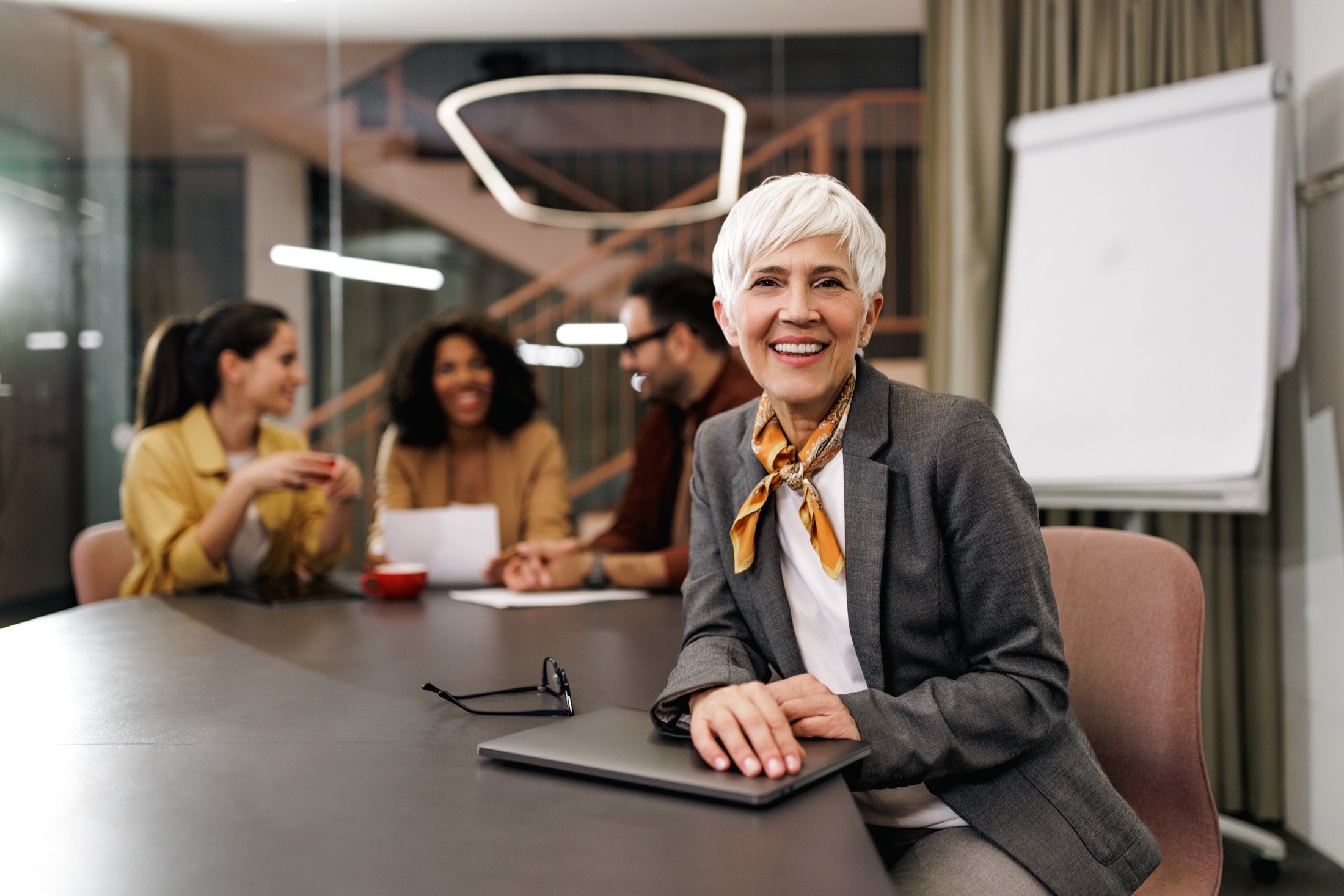 A leader at ease in her workplace